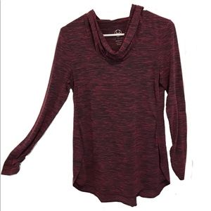 Red Long sleeve hooded shirt